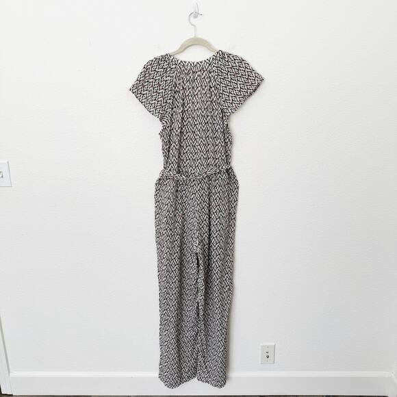 [XÍRENA] Haven Tile Geometric Print Cassi Jumpsuit Belt Flutter Sleeves Sz Large - Picture 3 of 13